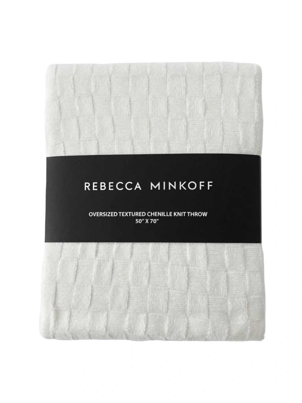 Rebecca Minkoff Oversized Chenille Knit Throw Blanket White 50” x 70” NWT